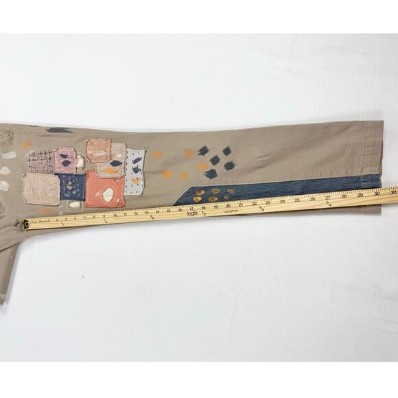 Anthropologie Pilcro Women's Hyphen Boho Patched Chino Khaki Pant Size 26 - Picture 15 of 16